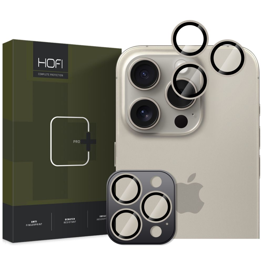 Film protecteur pour le dos de l'appareil photo HOFI CamRing PRO+ pour Apple iPhone 16 Pro Max / 16 Pro, protégé par du verre, gris