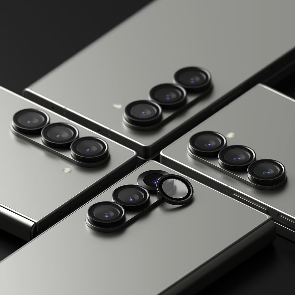 Beschermfolie Ringke Achtercamera voor Samsung Galaxy Z Fold6 F956, Gehard Glas, Set van 2 stuks, Zwart
