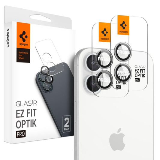Spigen EZ FIT Rückkamera-Schutzfolie für Apple iPhone 16 Plus / 16, glasgeschützt, Set 2 Stück, transparent AGL07921