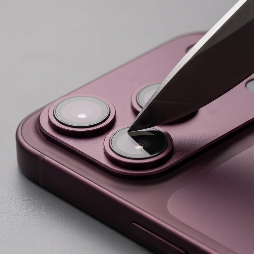 Beschermfolie Achtercamera Tech-Protect CamFull Fit+ voor Apple iPhone 18 Pro Max, Gehard Glas, Bordeauxrood