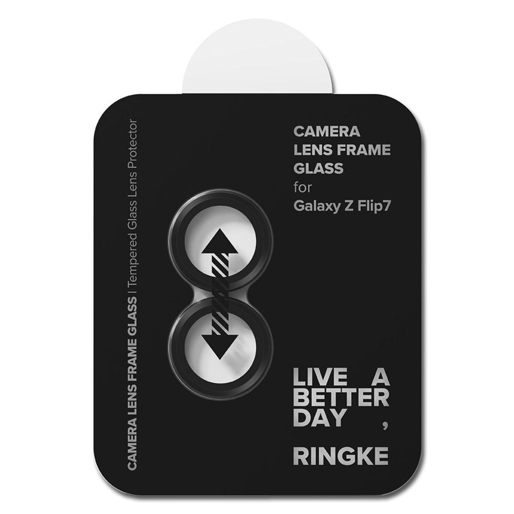 Beschermfolie Ringke Achtercamera voor Samsung Galaxy Z Flip7 F766, Gehard Glas, Set van 2 stuks, Zwart