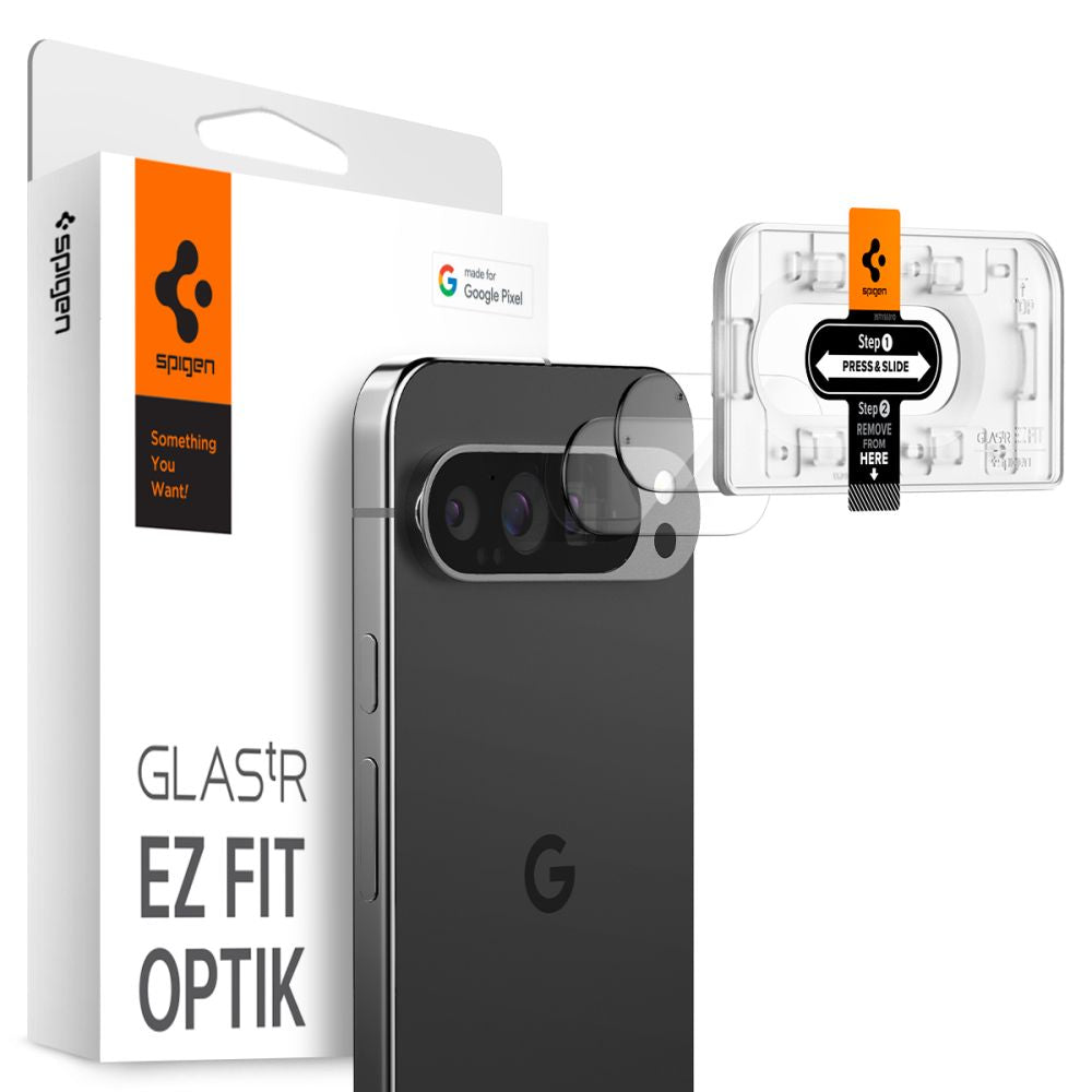 Film protecteur pour caméra arrière Spigen EZ FIT pour Google Pixel 9 Pro, Glass Protected, Set 2 pieces AGL08444