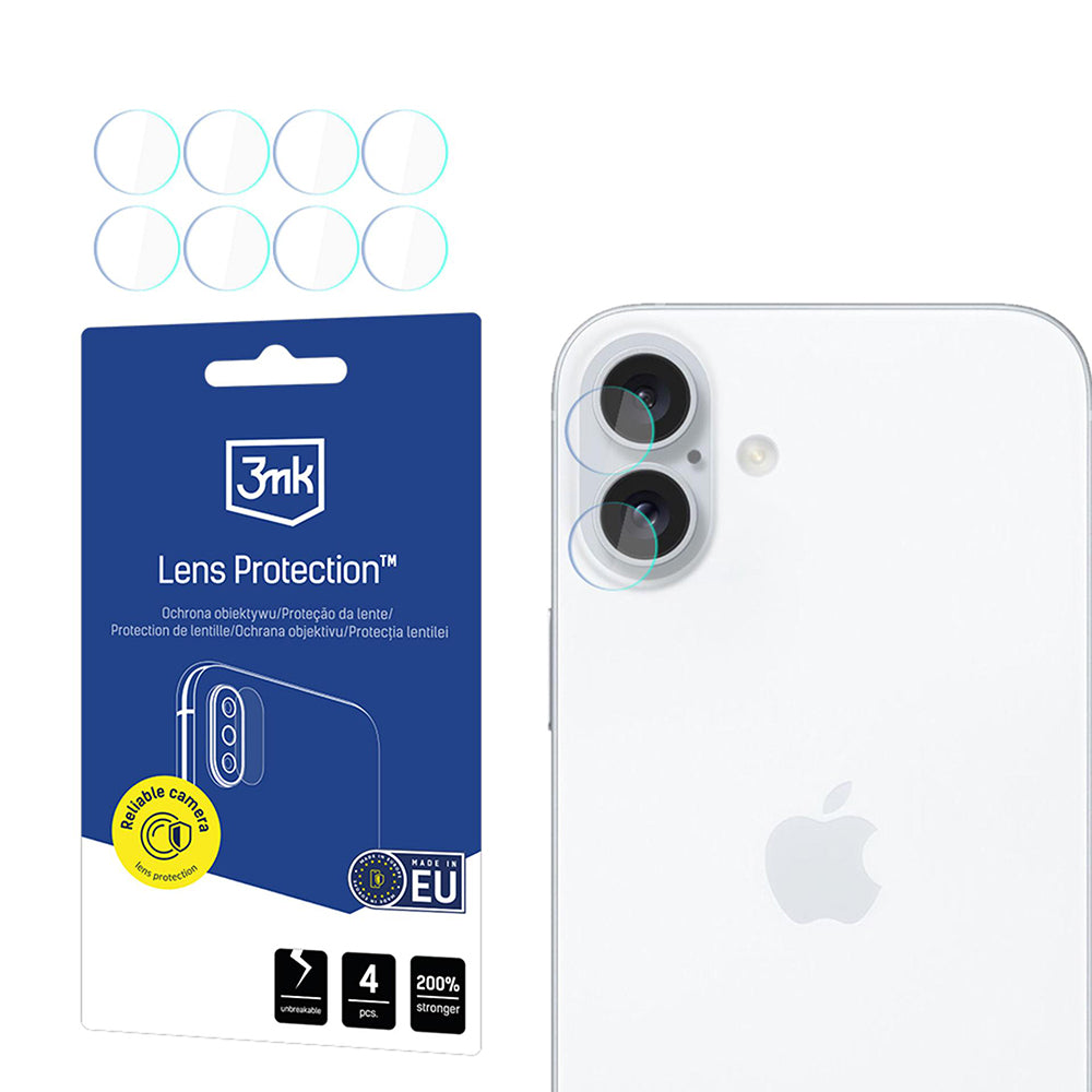 Beschermfolie Achtercamera 3MK Protection voor Apple iPhone 17, Flexibel Glas, Set van 4 stuks, Transparant