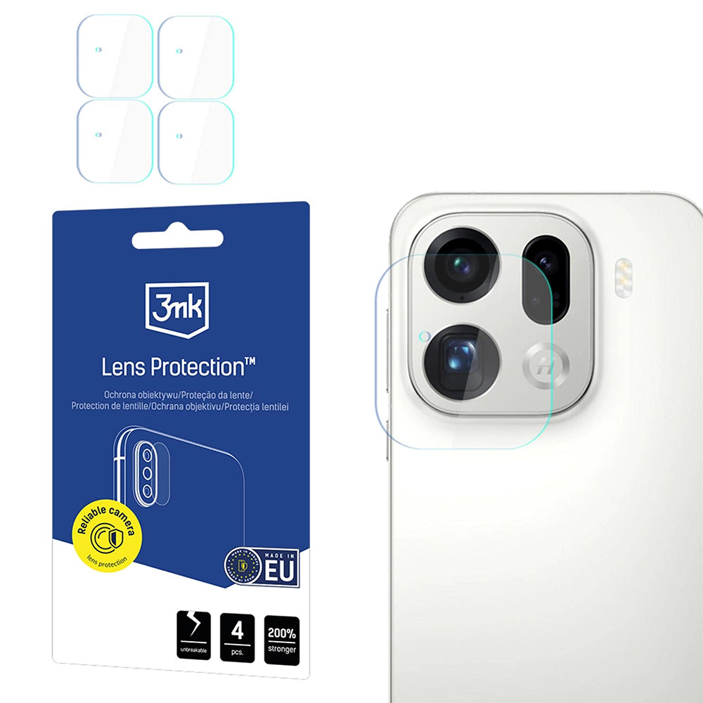 Beschermfolie Achtercamera 3MK Protection voor Oppo Find X9 Pro, Gehard Glas, Set van 4 stuks, Transparant