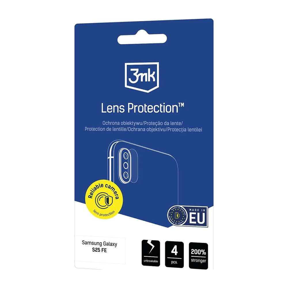 Beschermfolie Achtercamera 3MK Protection voor Samsung Galaxy S25 FE, Gehard Glas, Set van 4 stuks, Transparant