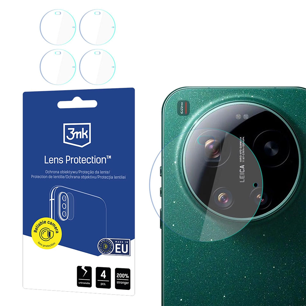 Beschermfolie Achtercamera 3MK Protection voor Xiaomi 17 Ultra, Flexibel Glas, Set van 4 stuks, Transparant
