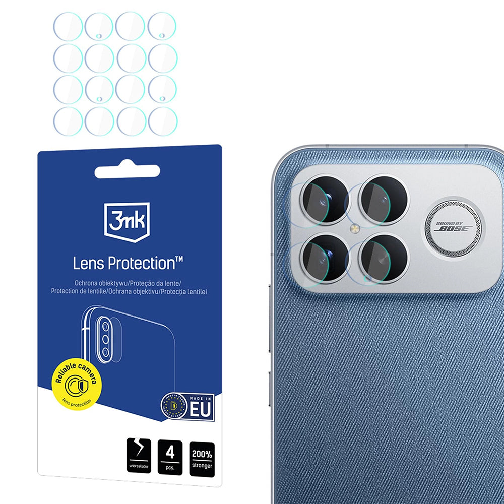 Beschermfolie Achtercamera 3MK Protection voor Xiaomi Poco F8 Ultra, Gehard Glas, Set van 4 stuks, Transparant
