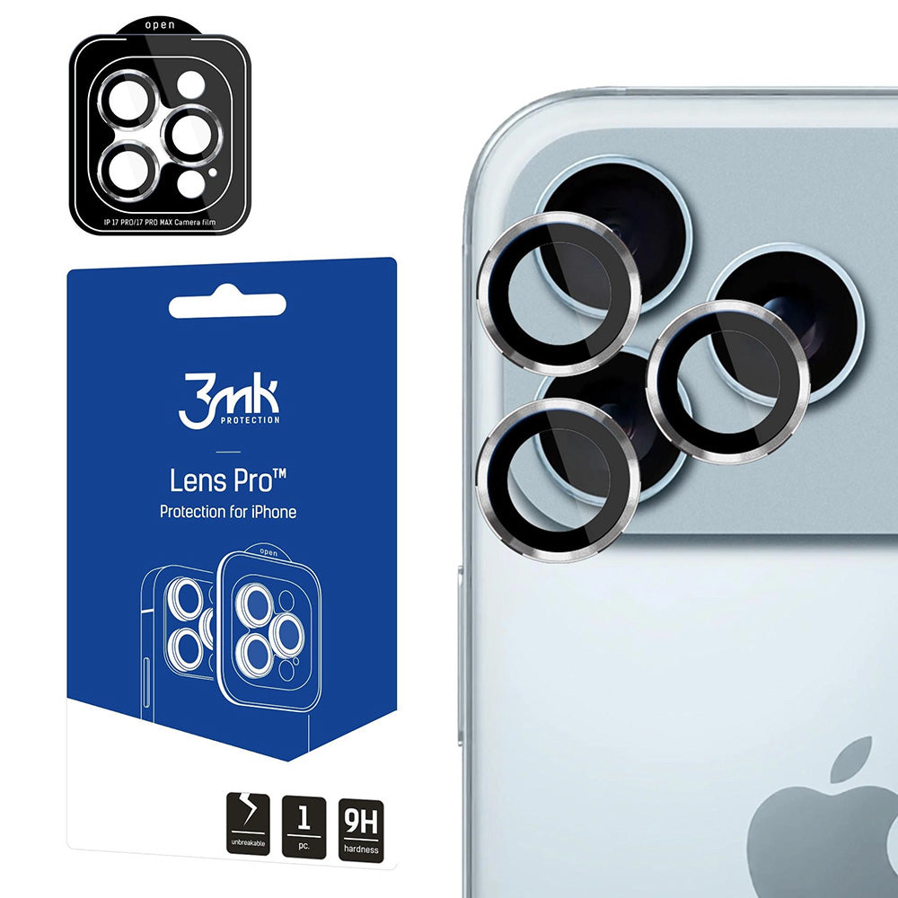 Film de protection pour caméra arrière 3MK Protection Pro pour Apple iPhone 17 Pro Max / 17 Pro, Verre Trempé, Argenté