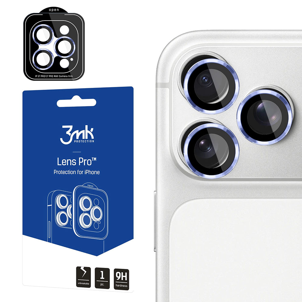 3MK Protection Pro Achtercamera Beschermfolie voor Apple iPhone 18 Pro / 18 Pro Max, Gehard Glas, Blauw