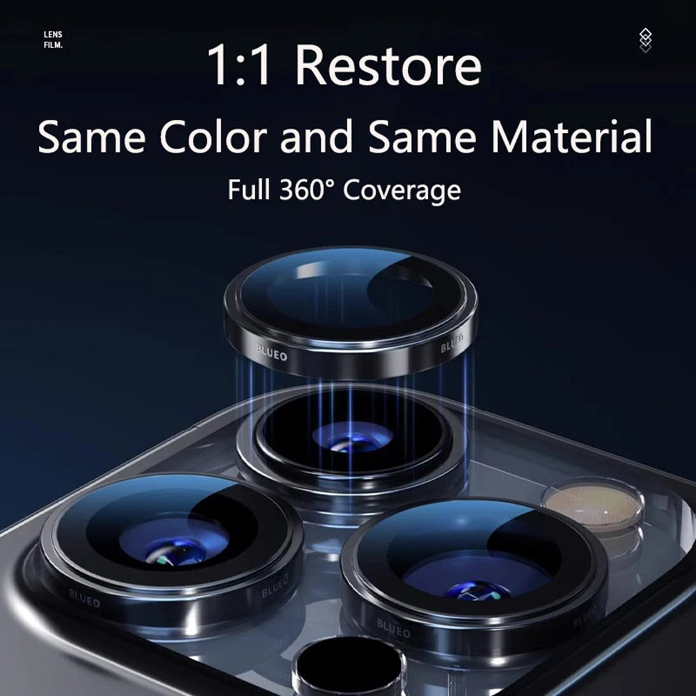 Film de protection pour caméra arrière Blueo 99 Anti-Réfléchissant HD pour Apple iPhone 16 Pro Max / 16 Pro, Verre trempé, Argenté