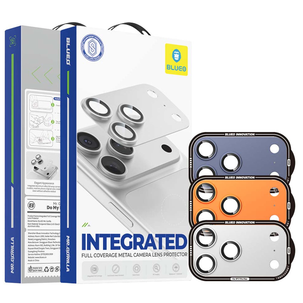 Protection pour caméra arrière Blueo Integrated Metal pour Apple iPhone 17 Pro Max, verre trempé, orange
