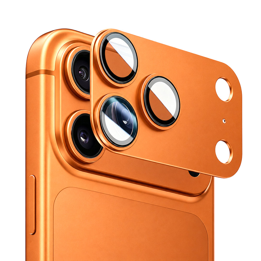 Protection pour caméra arrière Blueo Integrated Metal pour Apple iPhone 17 Pro Max, verre trempé, orange