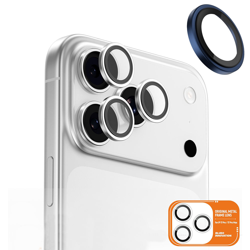 Beschermfolie Blueo Metal Frame voor Apple iPhone 17 Pro Max / 17 Pro, Gehard Glas, Donkerblauw