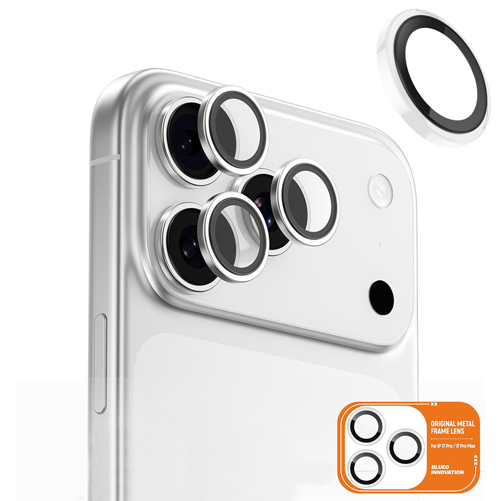 Film de protection pour caméra arrière Blueo Metal Frame pour Apple iPhone 17 Pro Max / 17 Pro, Verre Trempé, Transparent