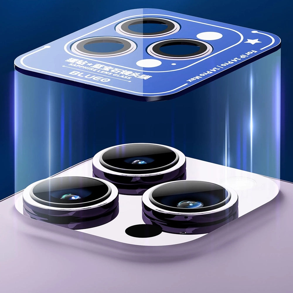 Blueo Sapphire Crystal Achtercamera Beschermfolie voor Apple iPhone 14 Pro Max / 14 Pro, Gehard Glas, Paars
