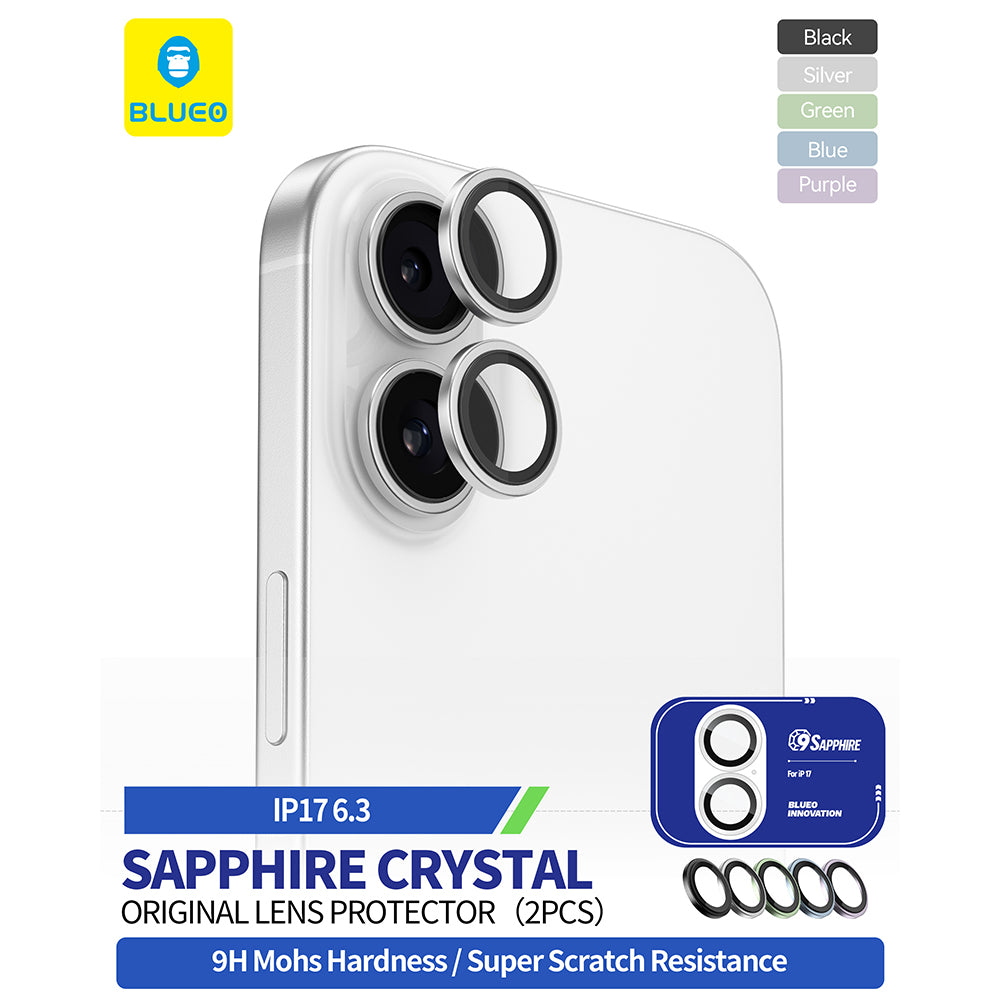 Beschermfolie Blueo Sapphire Crystal voor Apple iPhone 17, Gehard Glas, Blauw
