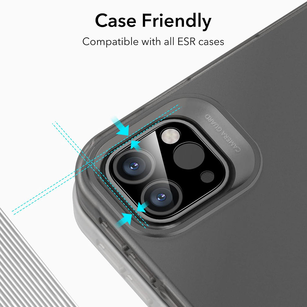 Film de protection pour caméra arrière ESR pour Apple iPad Pro 13 (2024) / Pro 11 (2022) / Pro 12.9 (2022), Verre Trempé, Lot de 2 pièces, Noir
