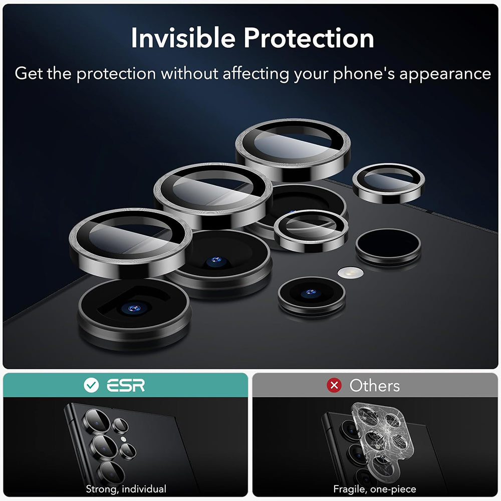 Beschermfolie Achtercamera ESR voor Samsung Galaxy S24 Ultra S928, Gehard Glas, Set van 2 stuks, Zwart