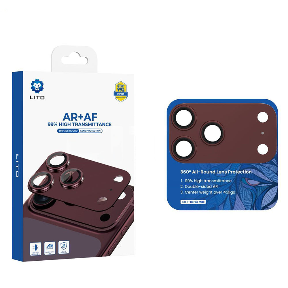 Film de protection pour caméra arrière Lito Crown Halo AR + AF pour Apple iPhone 18 Pro, Verre trempé, Bordeaux