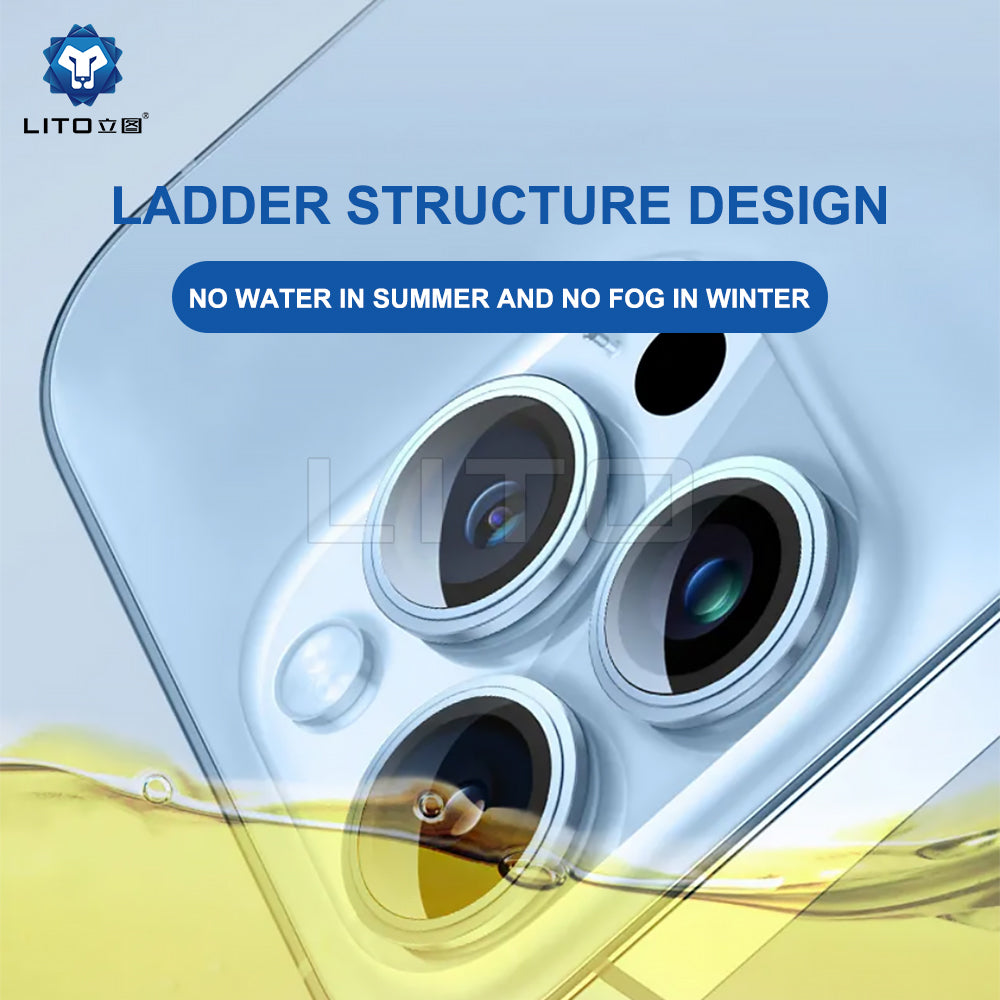 Lito S+ Achtercamera Beschermfolie voor Apple iPhone 13 Pro Max / 13 Pro, Gehard Glas, Grijs