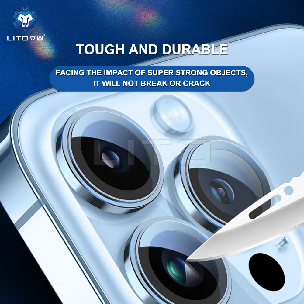 Lito S+ Achtercamera Beschermfolie voor Apple iPhone 13 Pro Max / 13 Pro, Gehard Glas, Grijs
