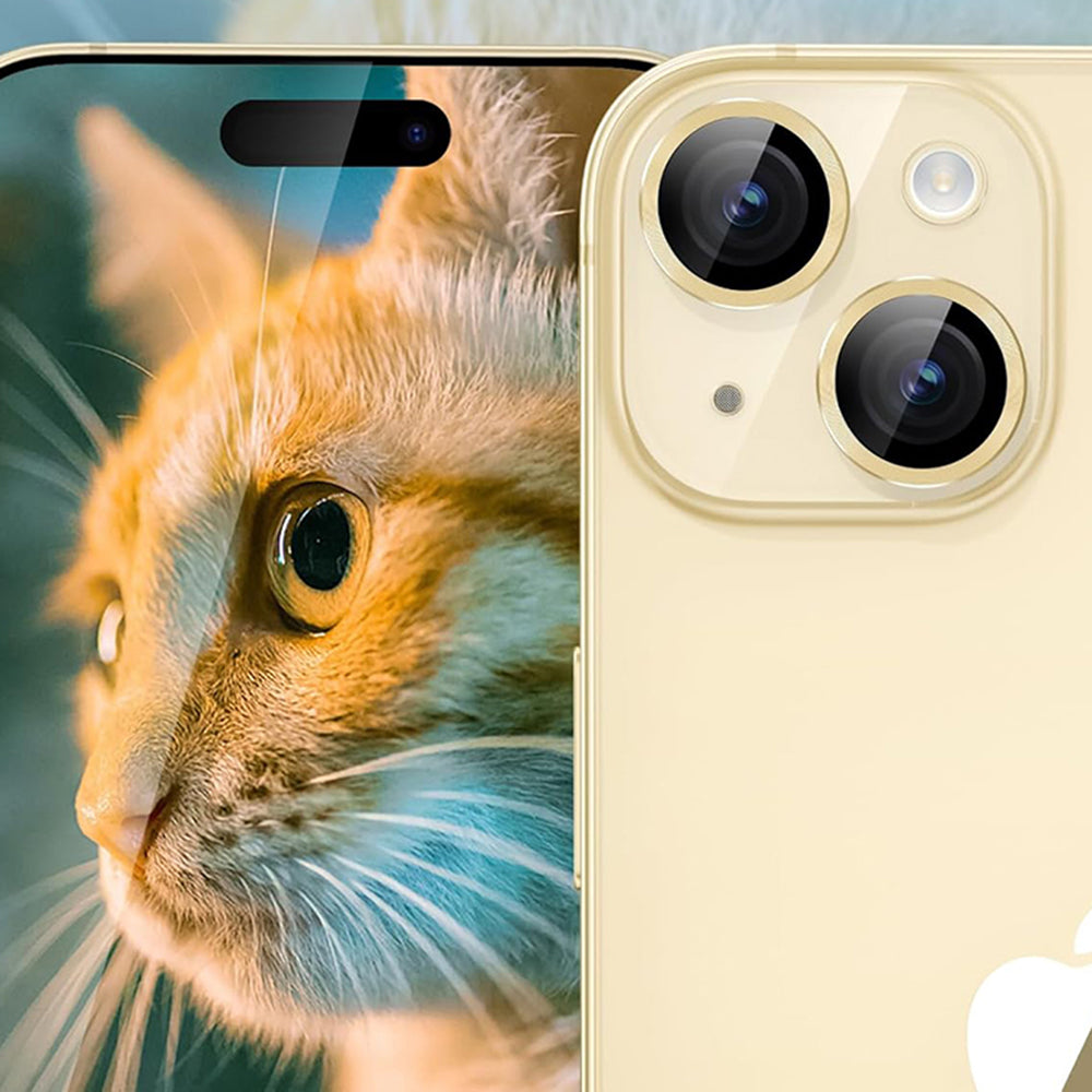 Beschermfolie Achtercamera Lito S+ voor Apple iPhone 14, Gehard Glas, Geel