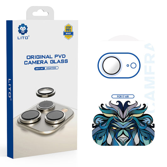 Beschermfolie Achtercamera Lito Titanium AR voor Apple iPhone 17 Air, Gehard Glas, Blauw