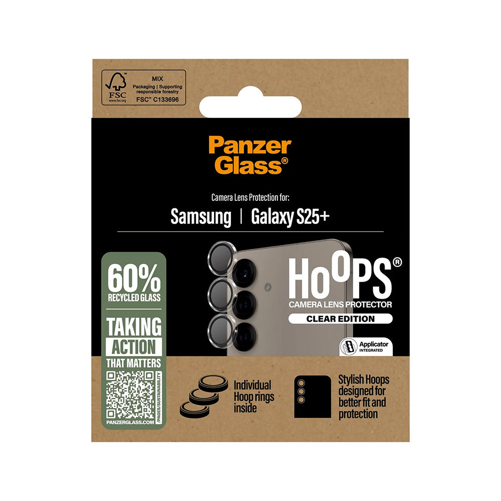 Beschermfolie PanzerGlass Hoops voor de achtercamera van Samsung Galaxy S25+ S936, Gehard Glas, Transparant