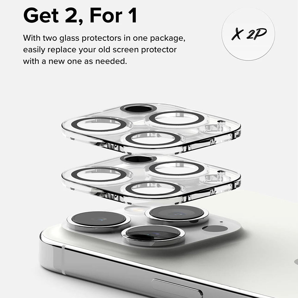 Film de protection pour caméra arrière Ringke pour Apple iPhone 15 Pro, Verre trempé, Lot de 2 pièces, Transparent