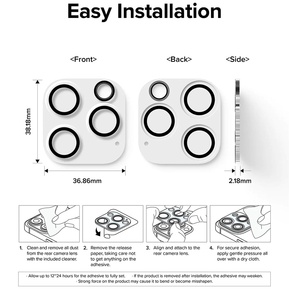 Film de protection pour caméra arrière Ringke pour Apple iPhone 15 Pro, Verre trempé, Lot de 2 pièces, Transparent