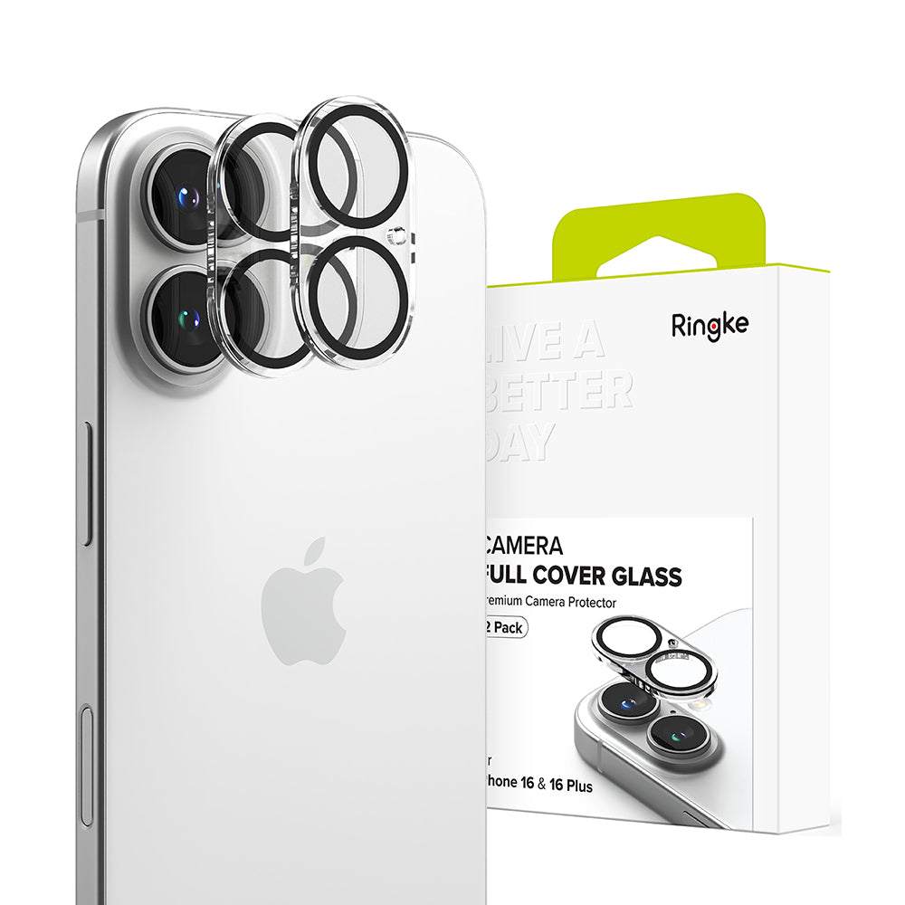 Film de protection pour caméra arrière Ringke pour Apple iPhone 16 Plus / 16, Verre trempé, Lot de 2 pièces, Transparent