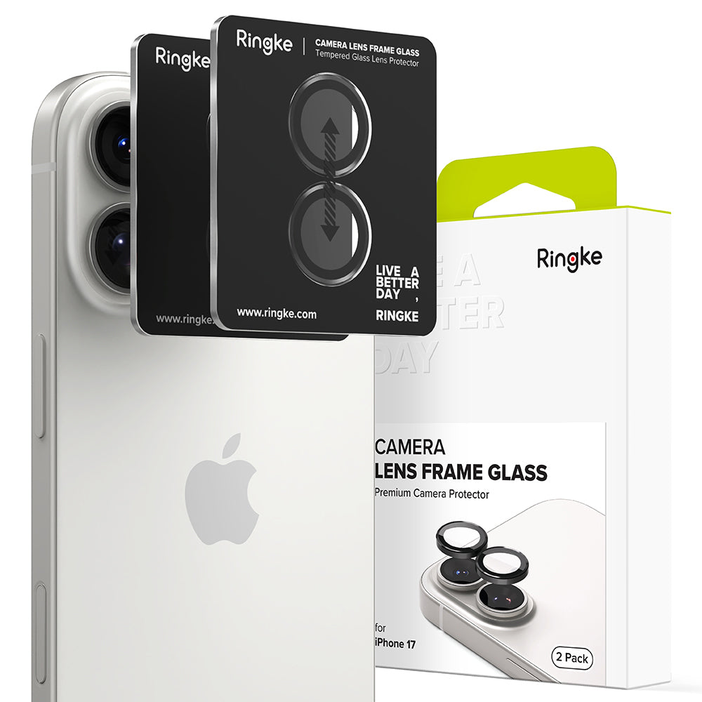 Beschermfolie Ringke Achtercamera voor Apple iPhone 17, Gehard Glas, Zwart