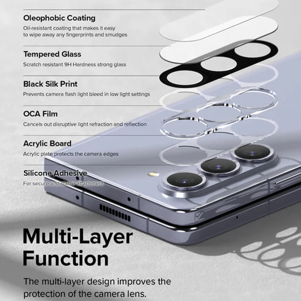 Ringke Achtercamera Beschermfolie voor Samsung Galaxy Z Fold5 F946, Gehard Glas, Set van 2 Stuks, Transparant