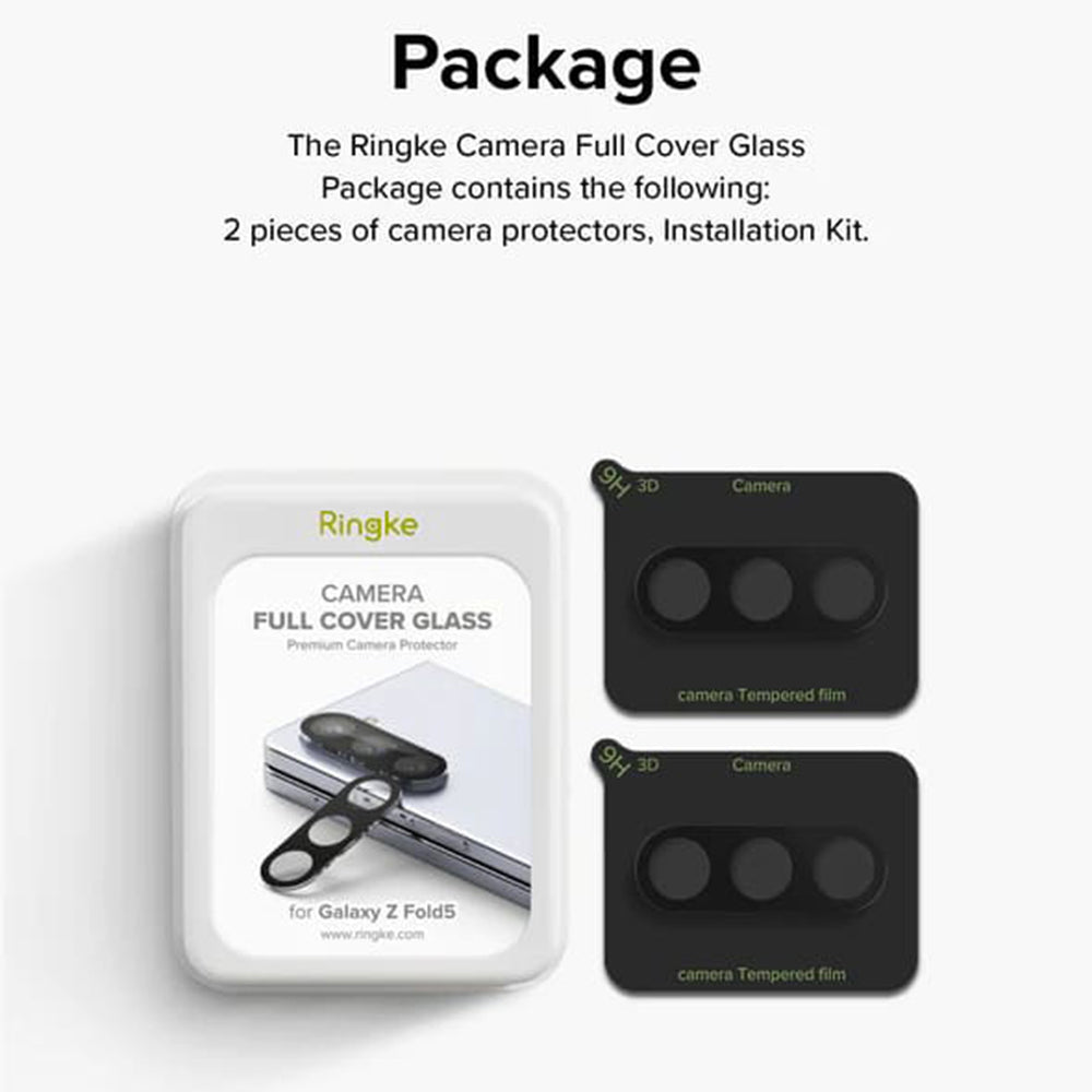 Ringke Achtercamera Beschermfolie voor Samsung Galaxy Z Fold5 F946, Gehard Glas, Set van 2 Stuks, Transparant