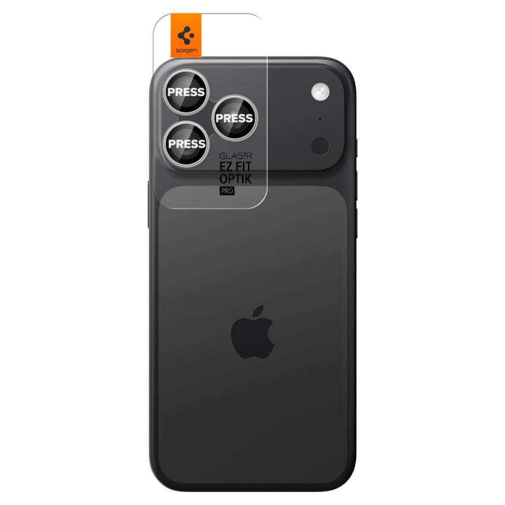 Beschermfolie Achtercamera Spigen GlastR EZ FIT Optik Pro voor Apple iPhone 17 Pro Max / 17 Pro, Gehard Glas, Set van 2 stuks, Zilverkleurig