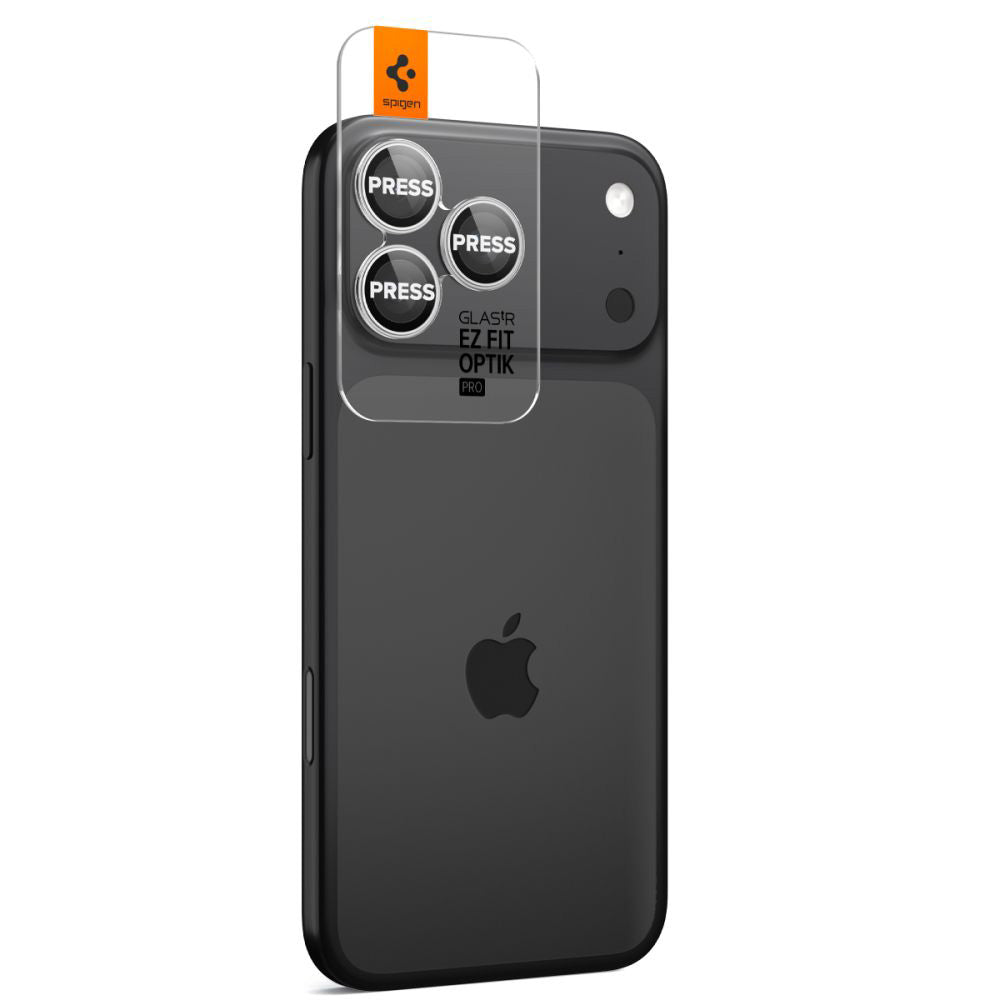Beschermfolie Achtercamera Spigen GlastR EZ FIT Optik Pro voor Apple iPhone 17 Pro Max / 17 Pro, Gehard Glas, Set van 2 stuks, Zilverkleurig