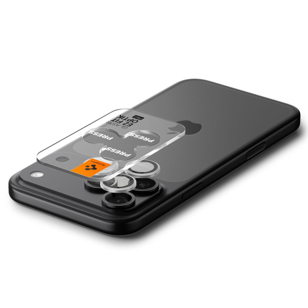Beschermfolie Achtercamera Spigen GlastR EZ FIT Optik Pro voor Apple iPhone 17 Pro Max / 17 Pro, Gehard Glas, Set van 2 stuks, Zilverkleurig