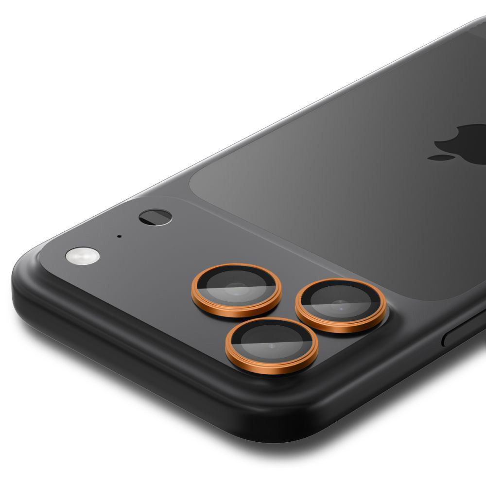 Beschermfolie Achtercamera Spigen GlastR EZ FIT Optik Pro voor Apple iPhone 17 Pro Max / 17 Pro, Gehard Glas, Set van 2 stuks, Oranje