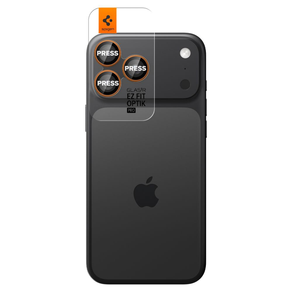 Beschermfolie Achtercamera Spigen GlastR EZ FIT Optik Pro voor Apple iPhone 17 Pro Max / 17 Pro, Gehard Glas, Set van 2 stuks, Oranje