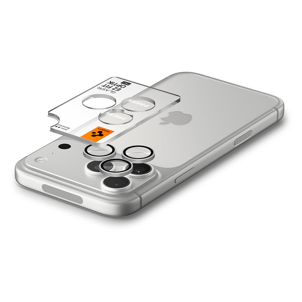 Schutzfolie für die Rückkamera Spigen GlastR EZ FIT Optik Pro für Apple iPhone 18 Pro / 18 Pro Max, gehärtetes Glas, 2 Stück Set, Silber