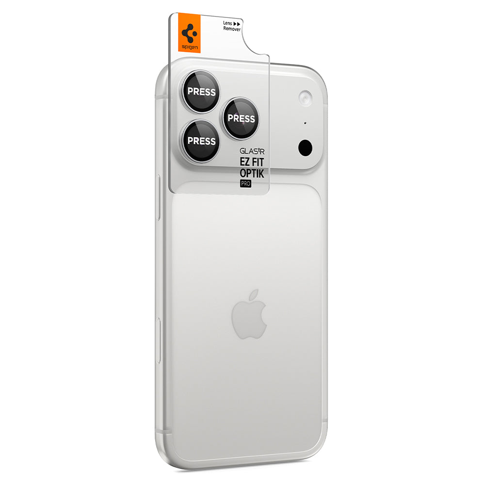 Schutzfolie für die Rückkamera Spigen GlastR EZ FIT Optik Pro für Apple iPhone 18 Pro / 18 Pro Max, gehärtetes Glas, 2 Stück Set, Silber