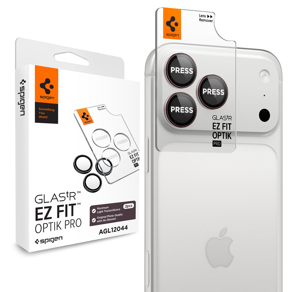 Beschermfolie Achtercamera Spigen GlastR EZ FIT Optik Pro voor Apple iPhone 18 Pro / 18 Pro Max, Gehard Glas, Set van 2 stuks, Wijnrood