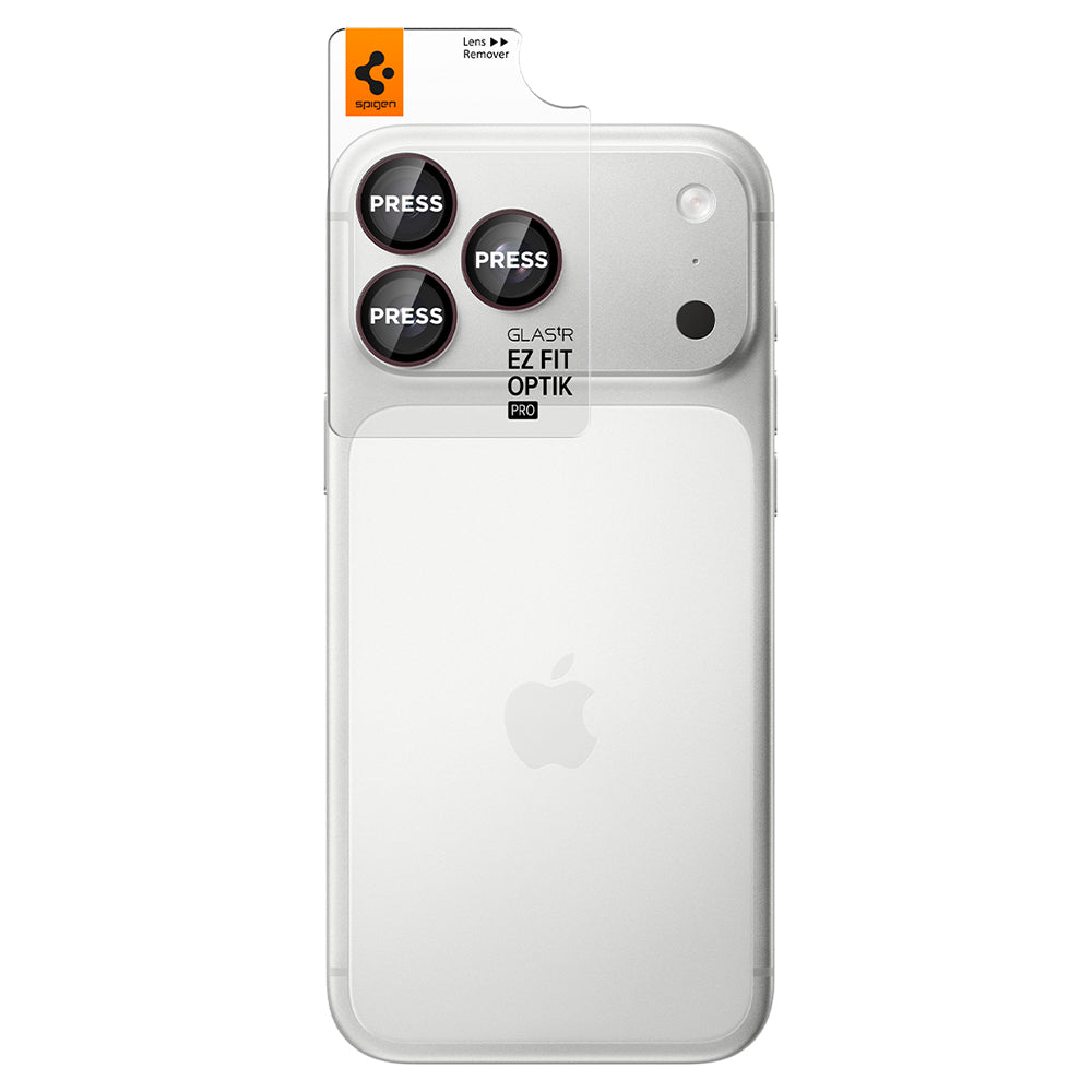 Beschermfolie Achtercamera Spigen GlastR EZ FIT Optik Pro voor Apple iPhone 18 Pro / 18 Pro Max, Gehard Glas, Set van 2 stuks, Wijnrood