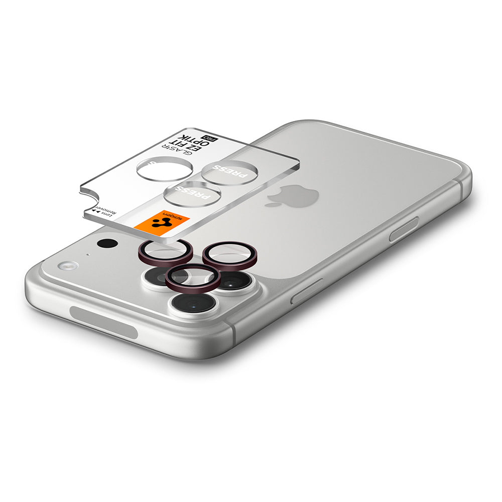 Beschermfolie Achtercamera Spigen GlastR EZ FIT Optik Pro voor Apple iPhone 18 Pro / 18 Pro Max, Gehard Glas, Set van 2 stuks, Wijnrood