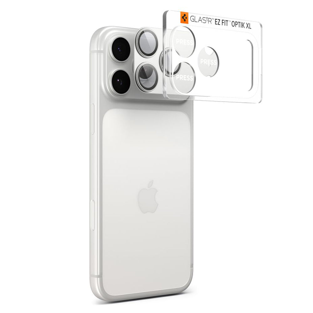 Schutzfolie Rückkamera Spigen GlastR EZ FIT Optik Pro XL für Apple iPhone 17 Pro, Gehärtetes Glas, Silber AGL10647