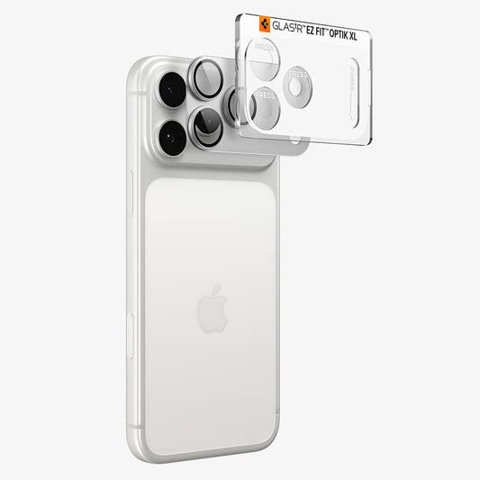 Schutzfolie für die Rückkamera Spigen GlastR EZ FIT Optik Pro XL für Apple iPhone 18 Pro Max, gehärtetes Glas, Silber AGL12042