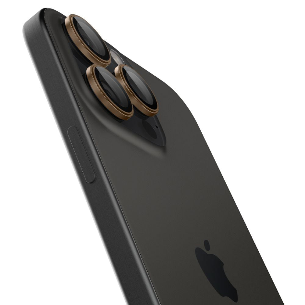Schutzfolie für die Rückkamera Spigen GlastR EZ FIT Optik Pro für Apple iPhone 16 Pro, gehärtetes Glas, Set mit 2 Stück, Bronze AGL08862