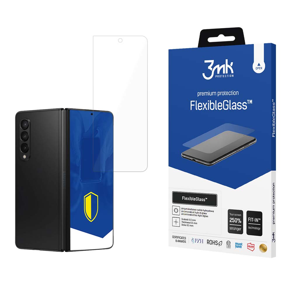 Film de protection Écran Extérieur 3MK FlexibleGlass pour Samsung Galaxy Z Fold5 F946, Verre Flexible, Full Glue