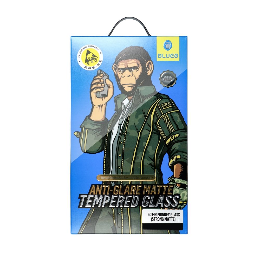 Blueo schermbeschermfolie voor Apple iPhone 15 Pro, Gehard Glas, Volledige Lijm, 5D, Zwart