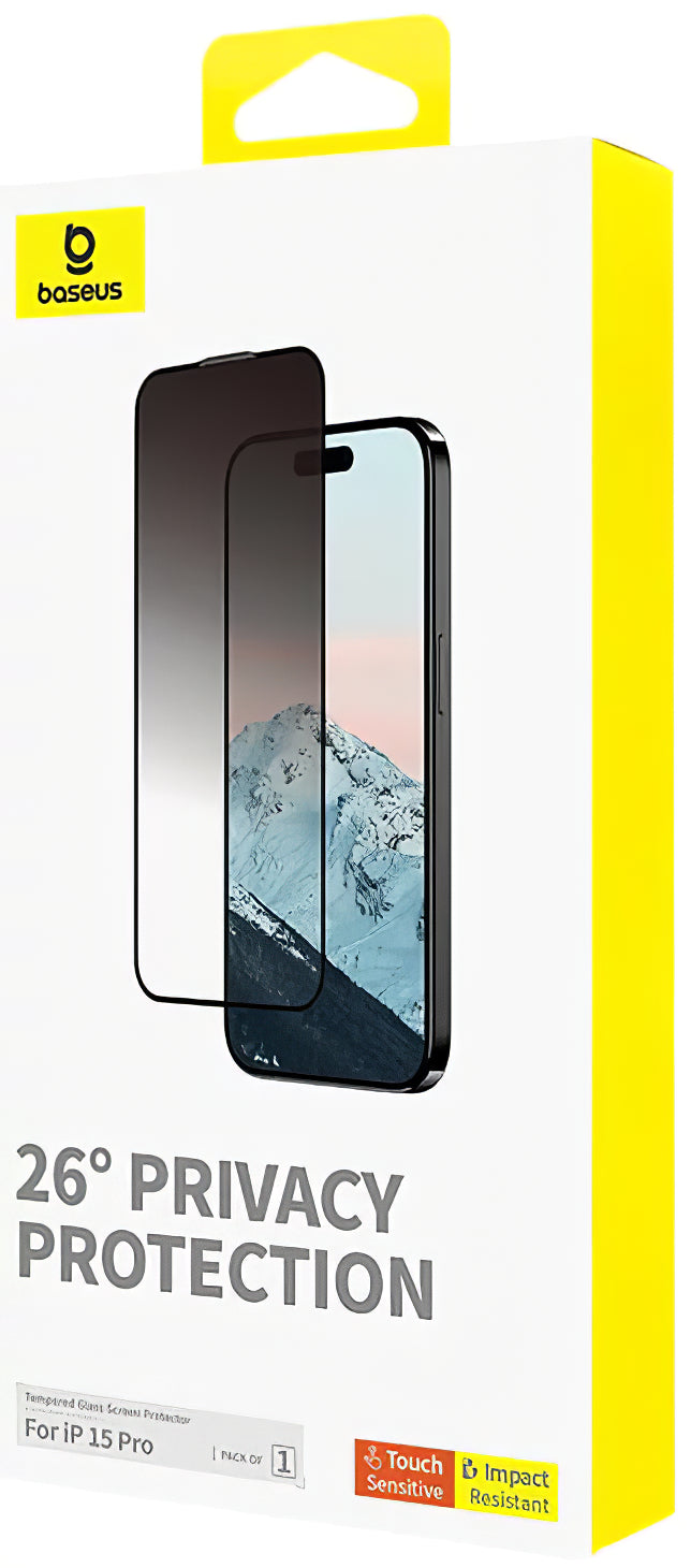 Protection d'écran Baseus Diamond pour Apple iPhone 15 Pro, Verre de protection, Full Glue P60057405203-01